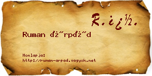 Ruman Árpád névjegykártya